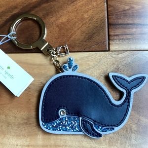 Kate Spade Whale Key Fob Chain WORU0107 Offshore Blue Leather Charm Keychain